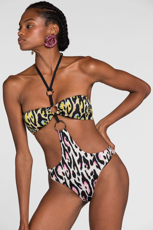 RC Leopard-print cut-out swimsuit MULTICOLOR QKW00L-LNF54