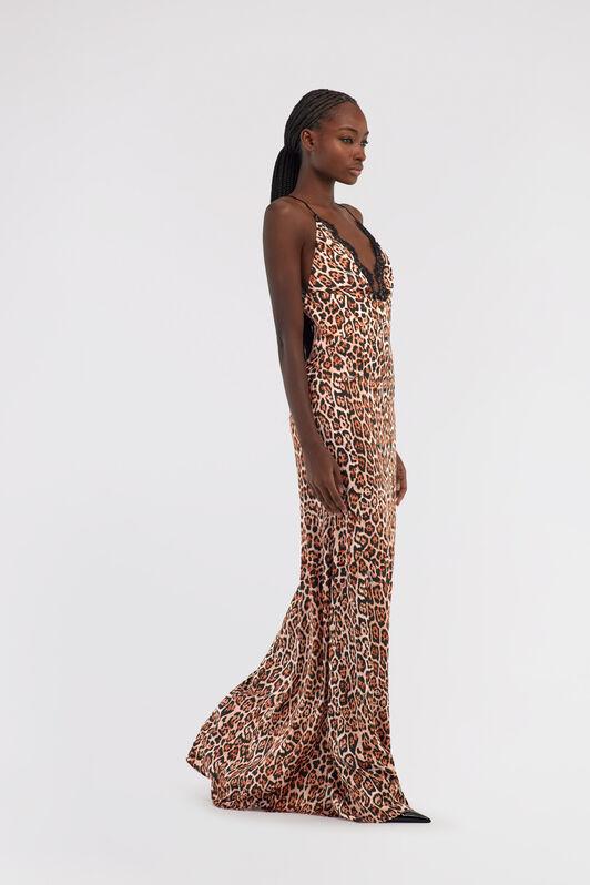 RC Slip dress with Leopard print Braun NOT10E-FXM81