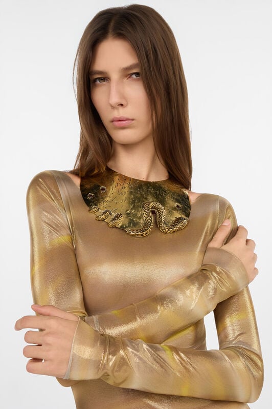 RC Antique Gold Choker Necklace with Snake OLD GOLD WWG003-AM001