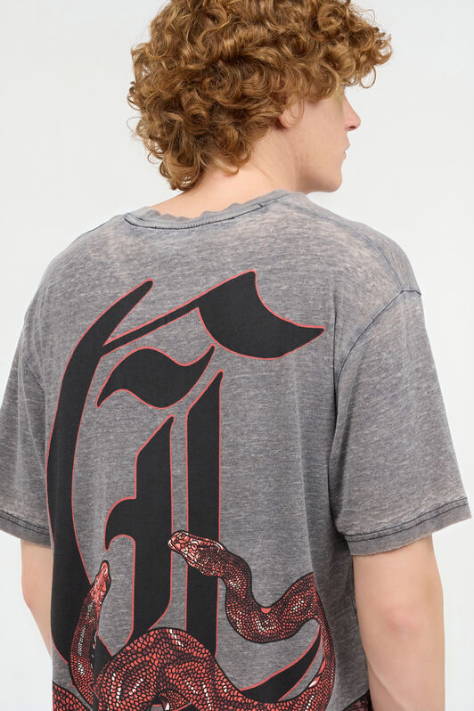 JC T-Shirt With Logo And Snakes Gray UFT031-UF051