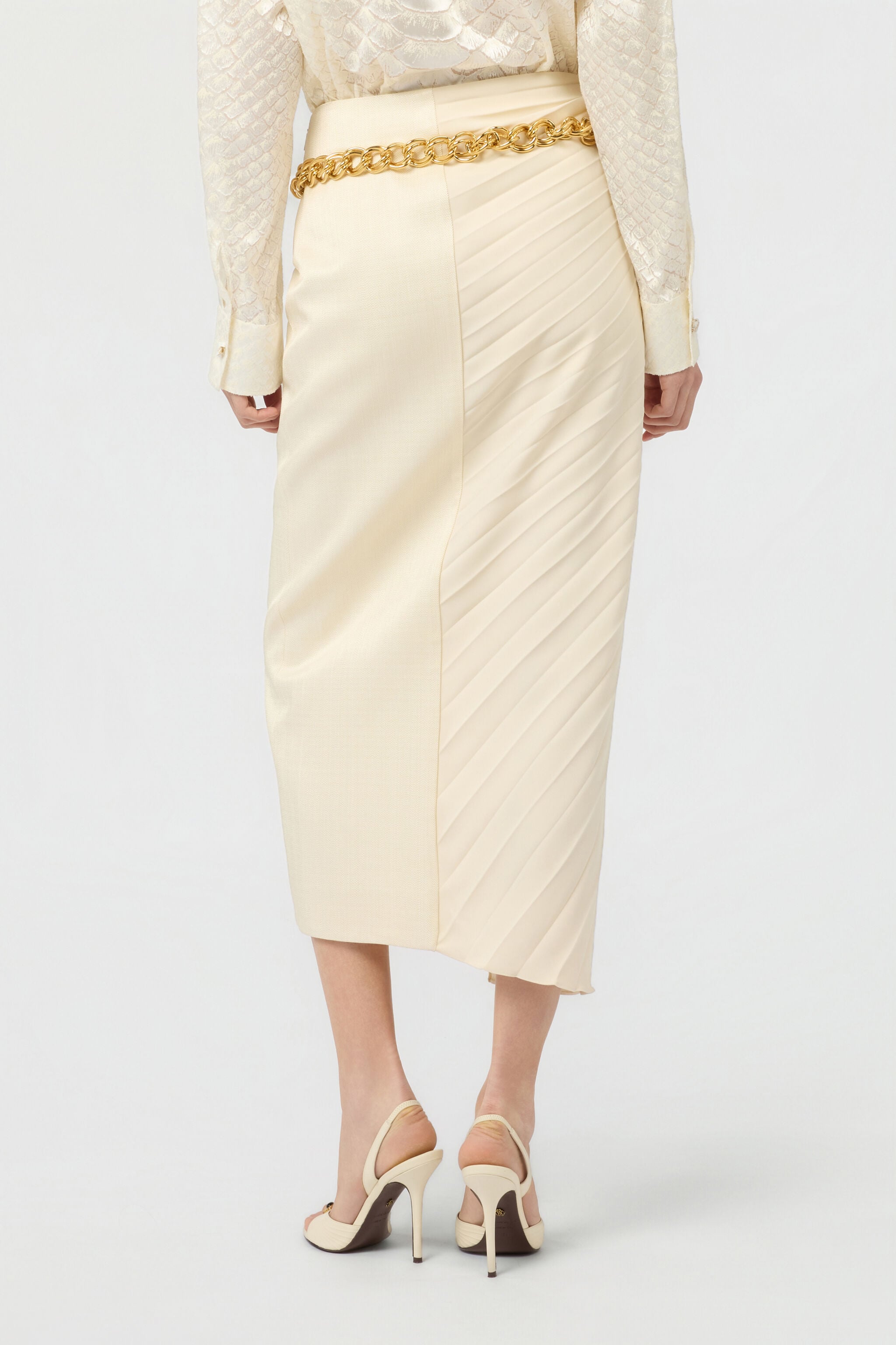 RC Ivory Midi Pleated Skirt IVORY WWT300-KU021