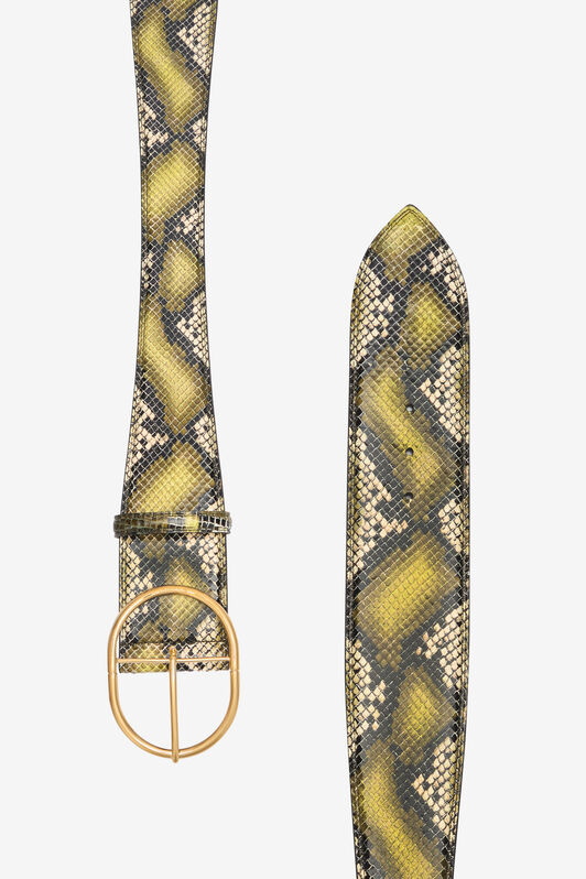 RC Shaped belt in printed leather Dark green TWC003-PZ02S
