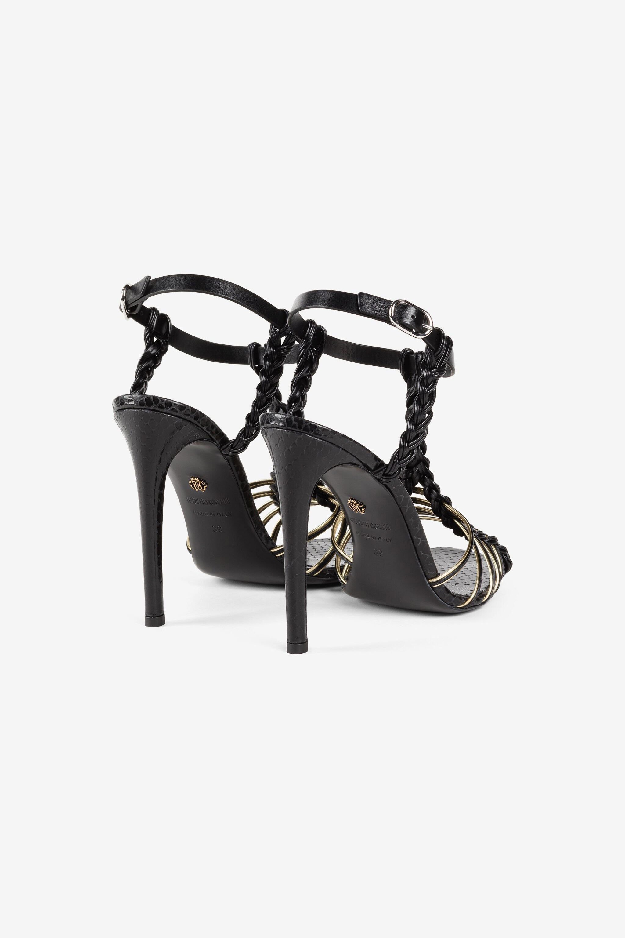 RC Snakeskin-print multi-strap sandals Black QKS018-PZI00