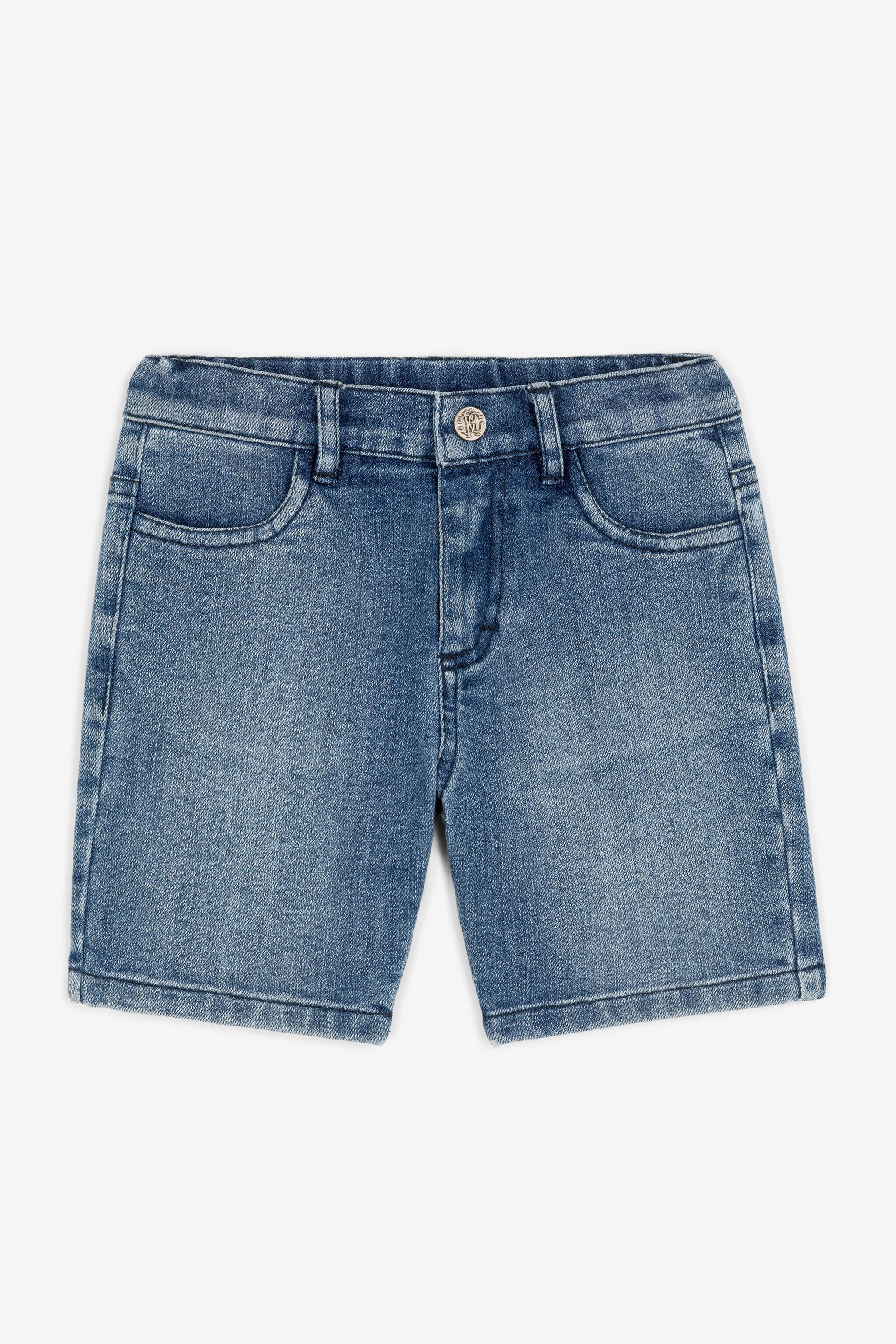 JU Shorts in denim con Monogram RC Blu scuro RJJ200-DS015