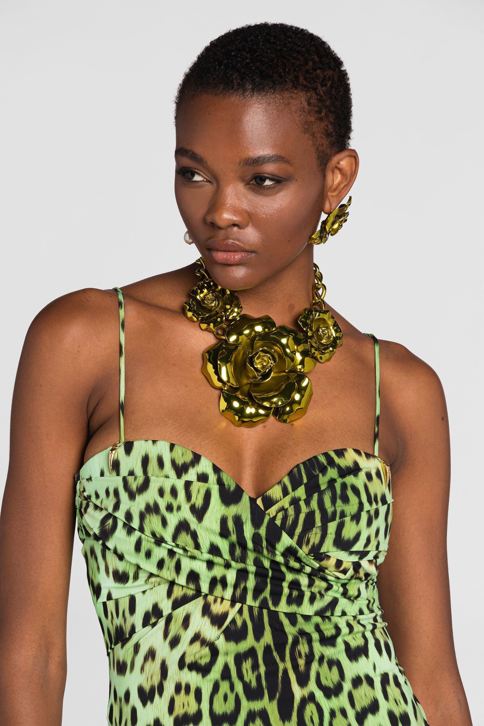 RC Jaguar print sleeveless minidress Verde claro QKT142-LNF53