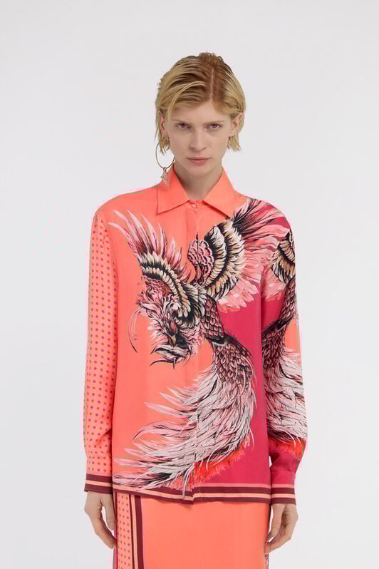 RC Bird Patchwork print shirt RC Bird Patchwork print shirt Fuchsia SWT704-4QM18
