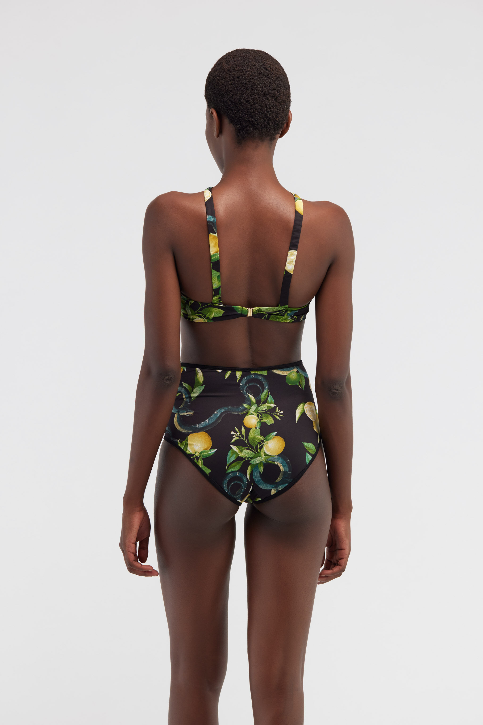 RC Lemon print bandeau bikini Schwarz SYW043-LNI89