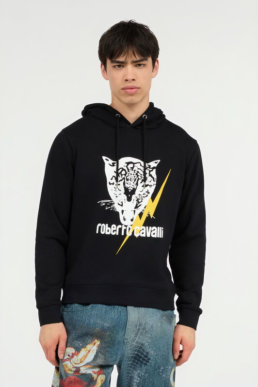 RC Black Sweatshirt with Jaguar and Lightning BLACK POT69B-CF052