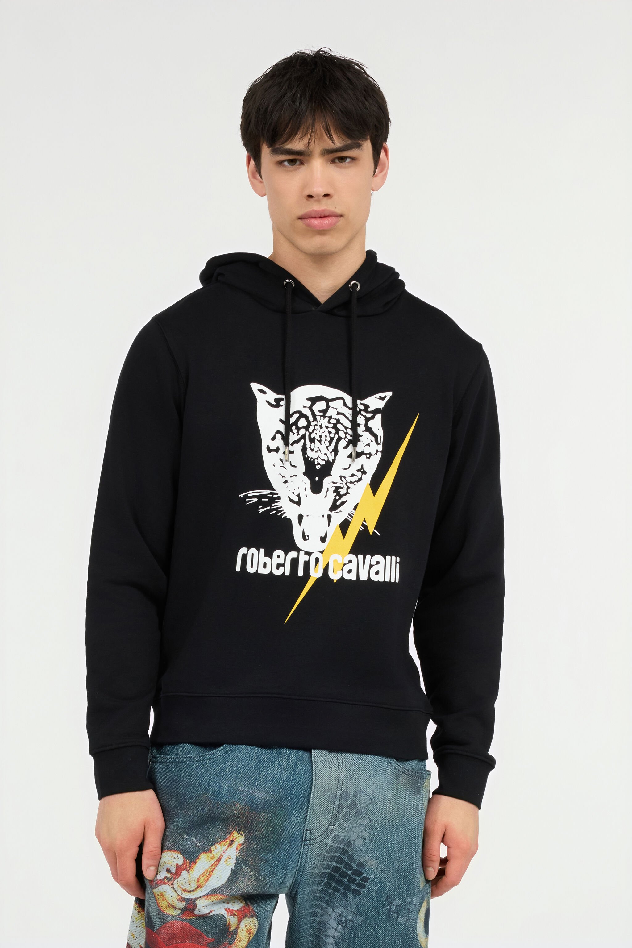 RC Black Sweatshirt with Jaguar and Lightning BLACK POT69B-CF052