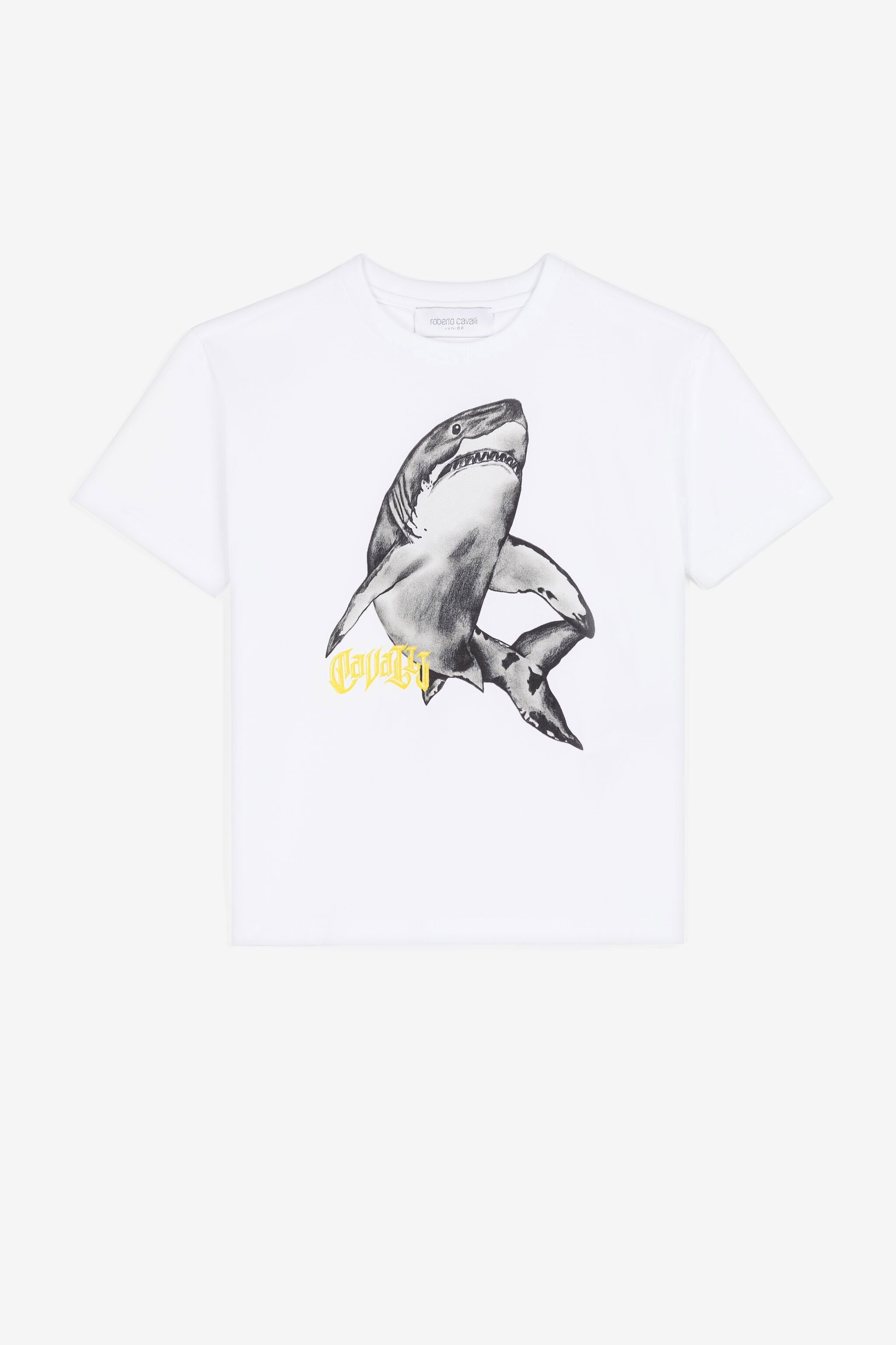 JU Shark-print short-sleeve T-shirt White QJT680-JV025