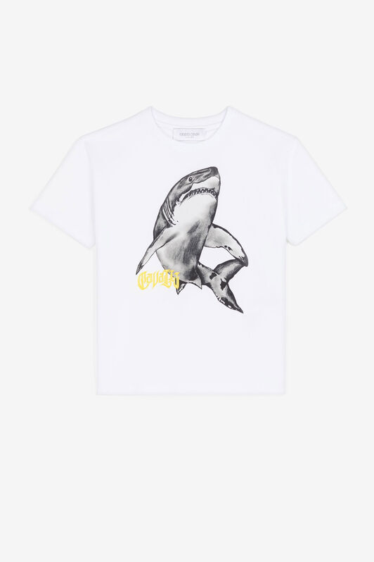 JU Shark-print short-sleeve T-shirt JU Shark-print short-sleeve T-shirt White QJT680-JV025