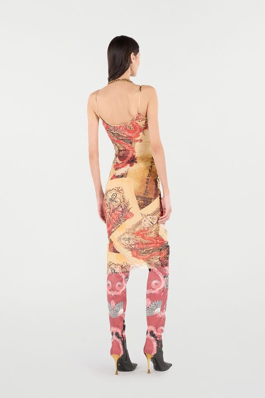RC Bodycon Dress with Oriental Print RC Bodycon Dress with Oriental Print NATURALE/ROSSO VQT10F-TLQ00