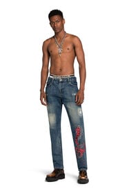 RC Snake-Print Slim-Fit Jeans Dunkelblau JSJ20K-DS015