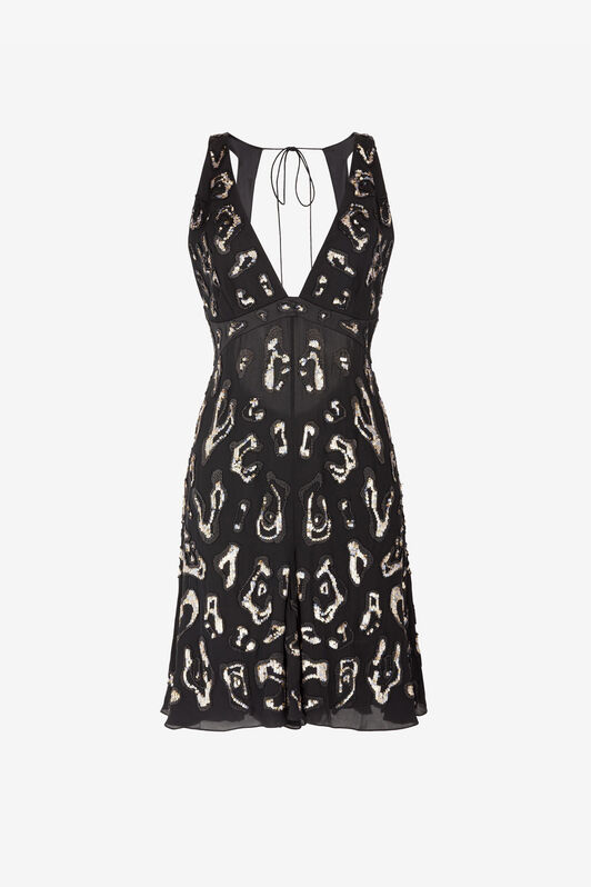 RC Sequin-embellished open-back dress Black QKR190-GG021