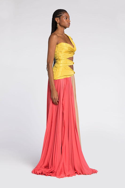 RC Farbblock Plissee-Kleid MULTICOLOR QWT148-RD022