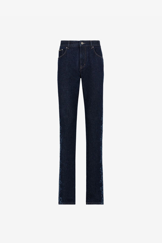 RC Leopard print straight-leg jeans Dark blue QRJ200-DL007