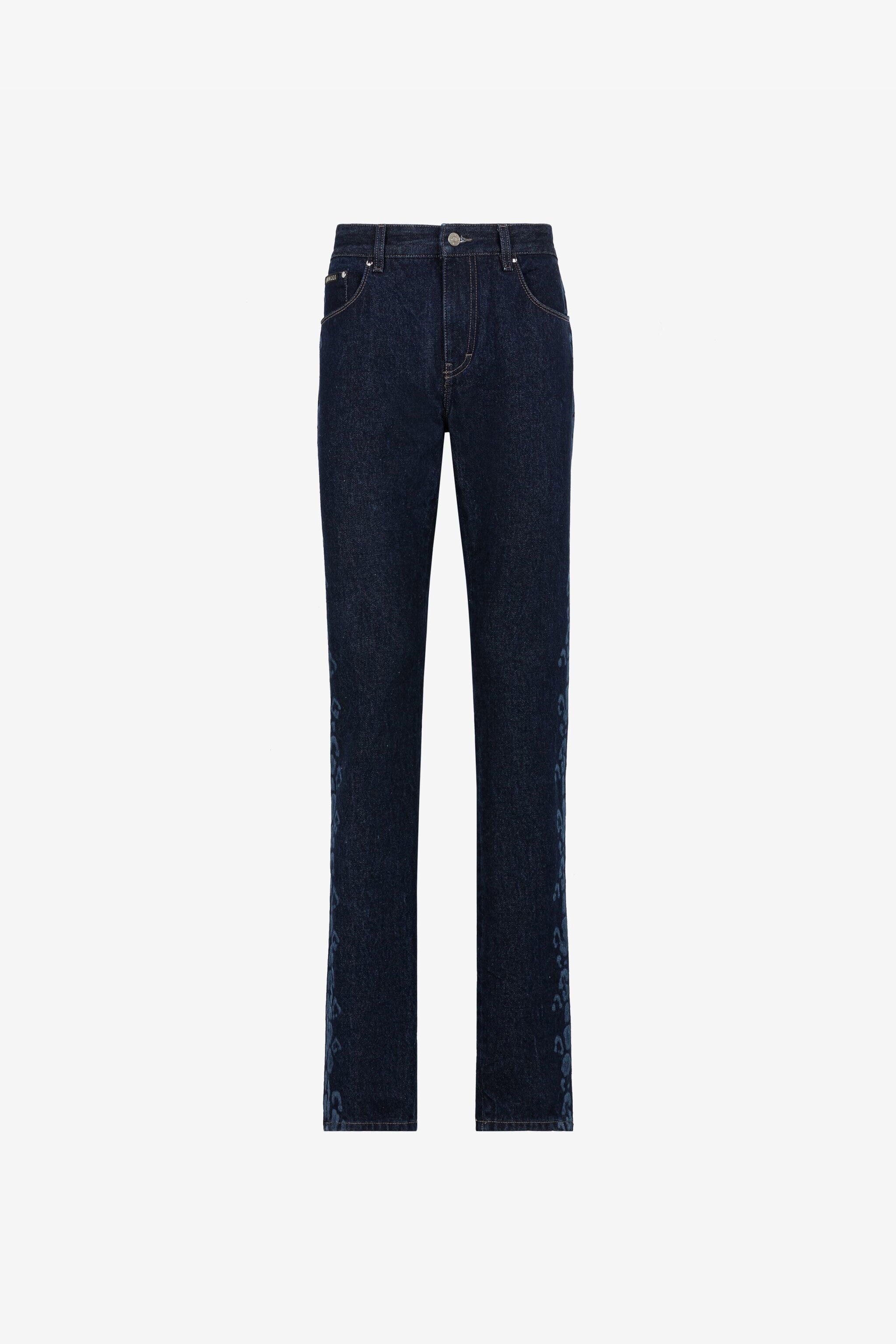 RC Leopard print straight-leg jeans Dark blue QRJ200-DL007