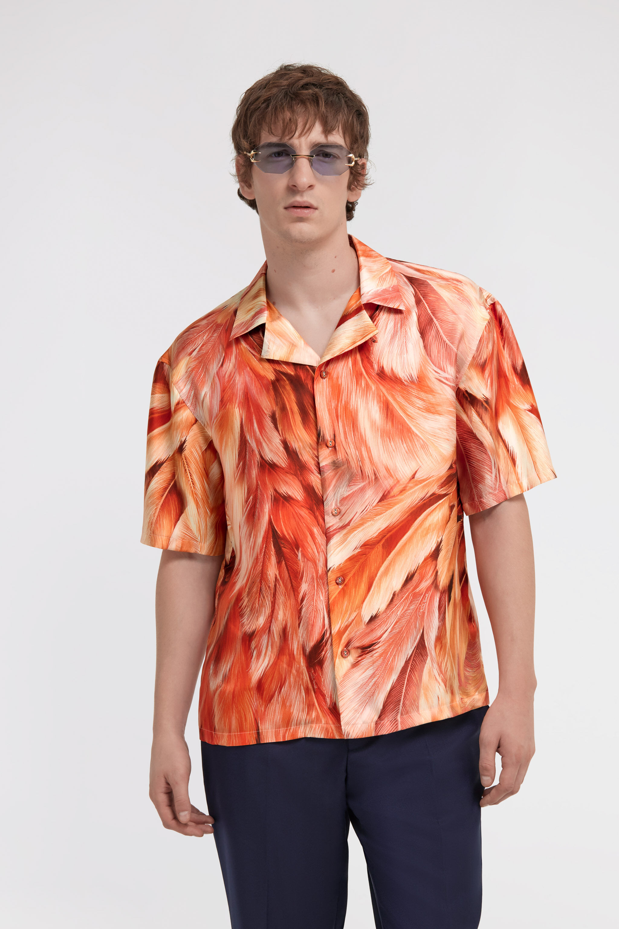 RC Chemise à imprimé Plumange Orange SMT762-4QL71