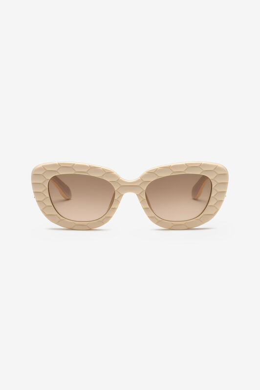 RC Sonnenbrille mit breiter, auffälliger Cat-Eye-Vorderseite SHINY FULL CREAM UALD01-ID196
