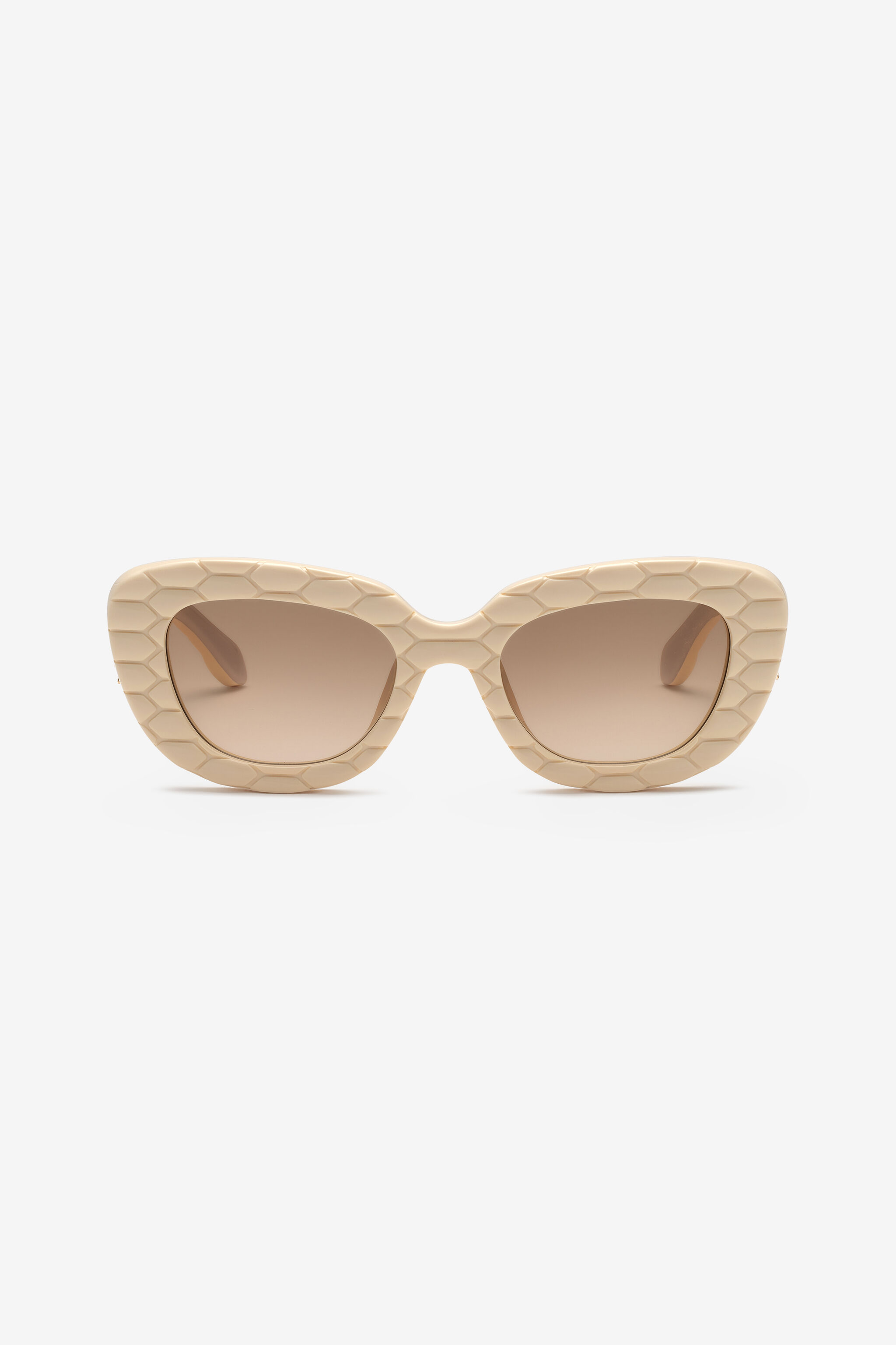 RC Sonnenbrille mit breiter, auffälliger Cat-Eye-Vorderseite SHINY FULL CREAM UALD01-ID196