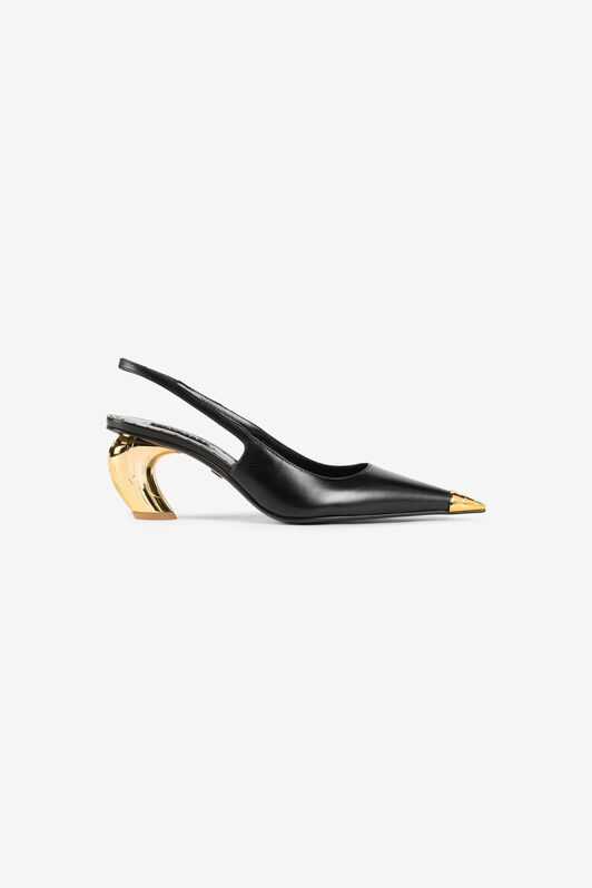 RC Leather Slingback Pumps Black PKS009-PZ078