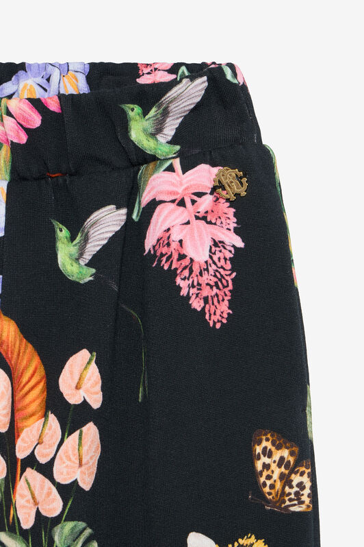 JU Black Track Pants with Tropical Print BLACK VJT23B-5OP32
