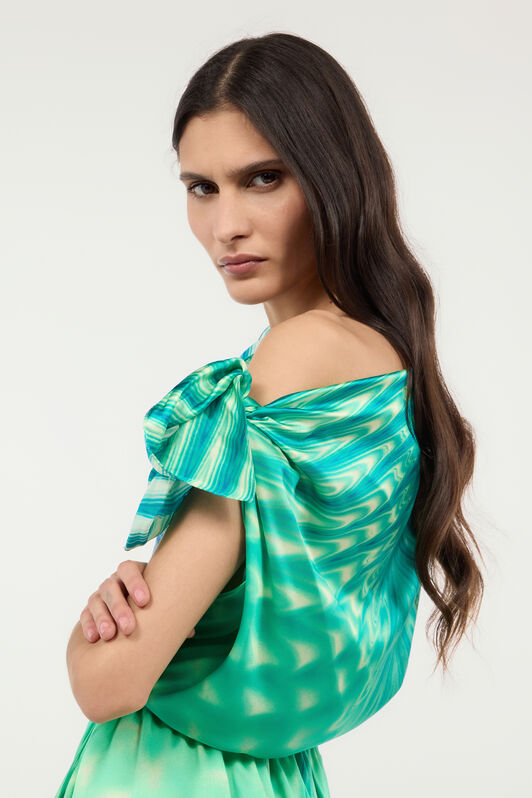 RC Minivestido De Seda Con Estampado Optical Glass Verde claro UKT119-RYN47