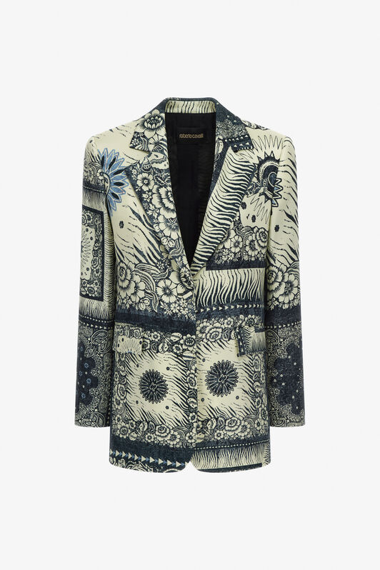 RC Bandana Print Blazer Bleu TKT405-FQN05