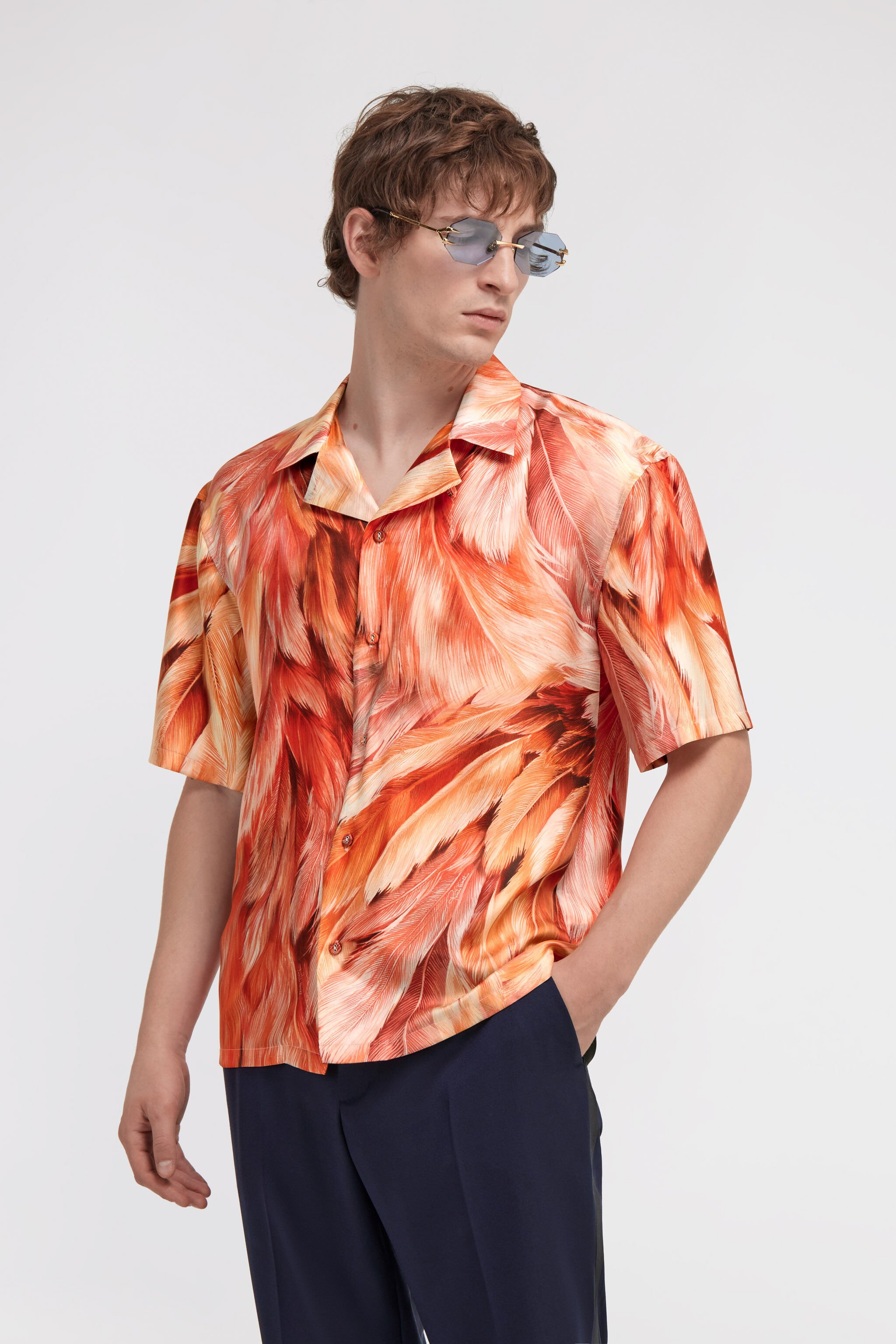 RC Chemise à imprimé Plumange Orange SMT762-4QL71