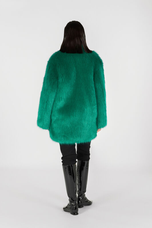 RC Faux fur coat with high collar Green TKT503-FY078