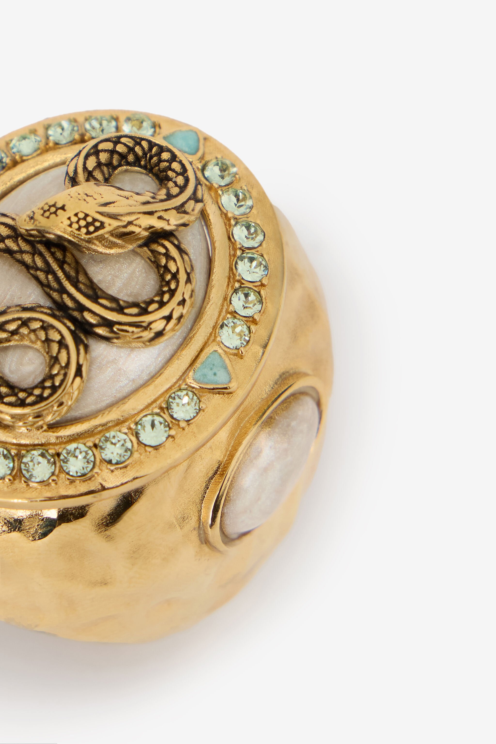 RC Snake and Gemstone Ring GOLD/IVORY/CRYSTAL WQG018-AM127