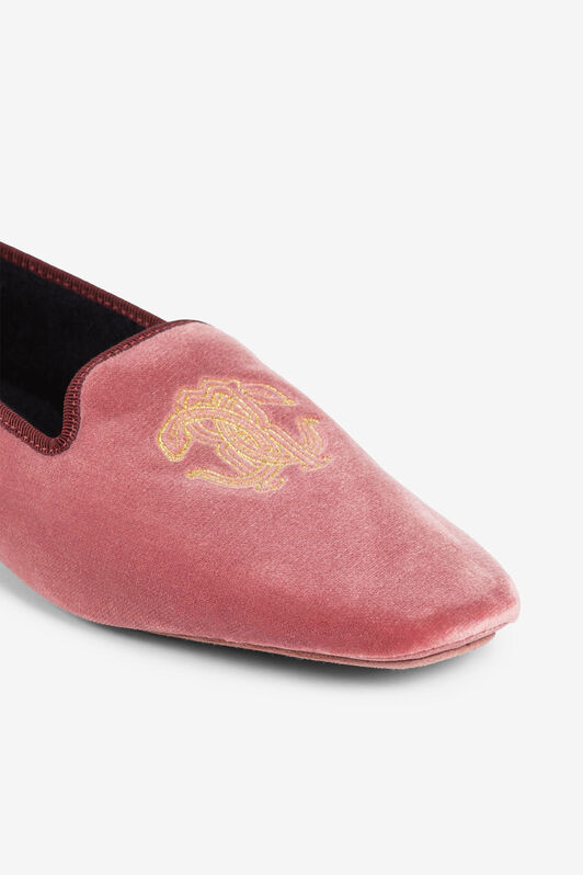 RC Mirror Snake-Embroidered Velvet Slippers ROSA OQS00C-PC325