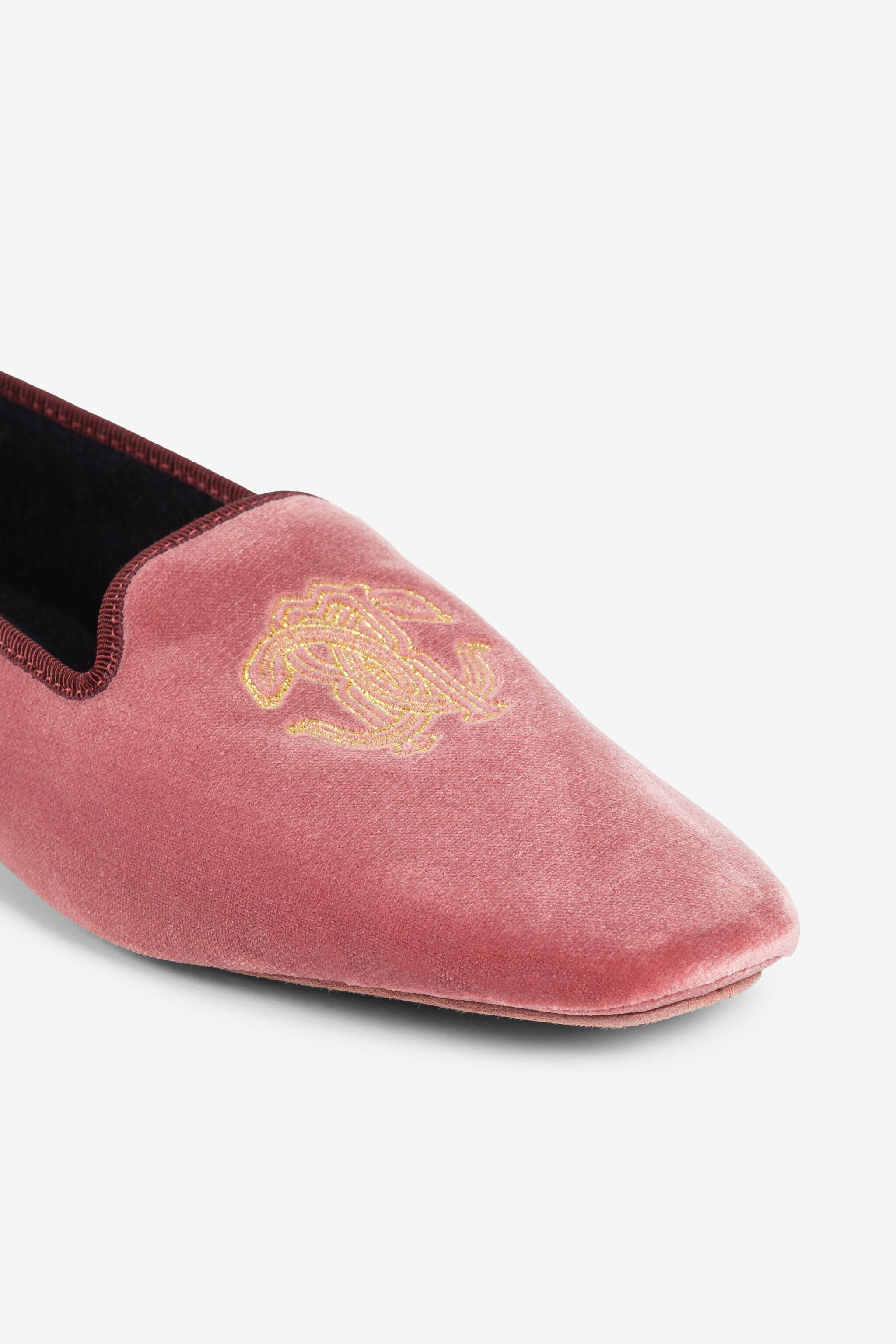 RC Mirror Snake-Embroidered Velvet Slippers ROSA OQS00C-PC325