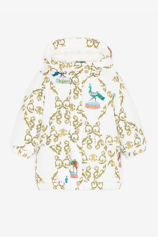JU Filigree Circus-Print Padded Coat White RJT410-5RG82