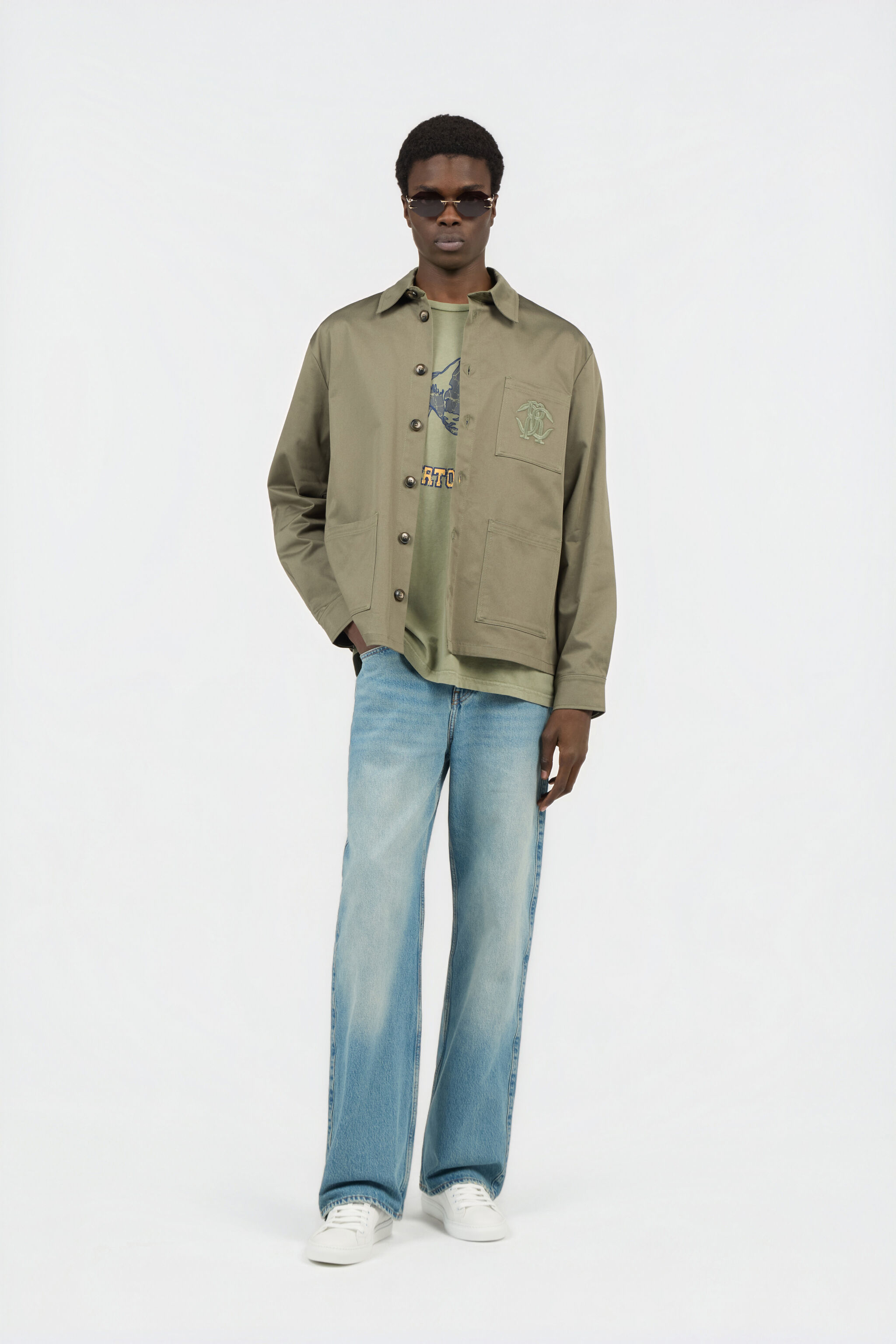 Military Green Shirt Jacket with Monogram RC in MILITARY GREEN for