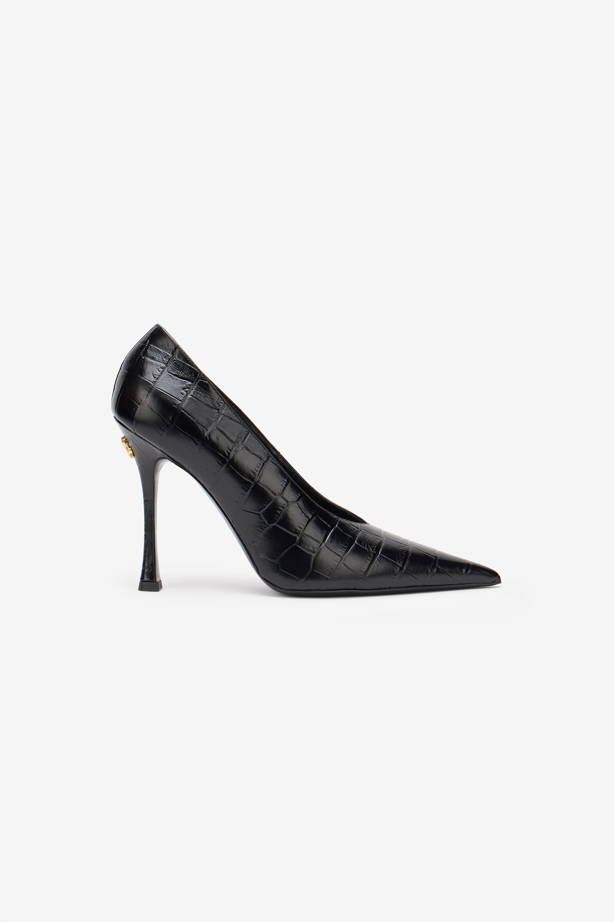RC Black Croc-Embossed Pump With Monogram RC BLACK SOS00P-PZ037