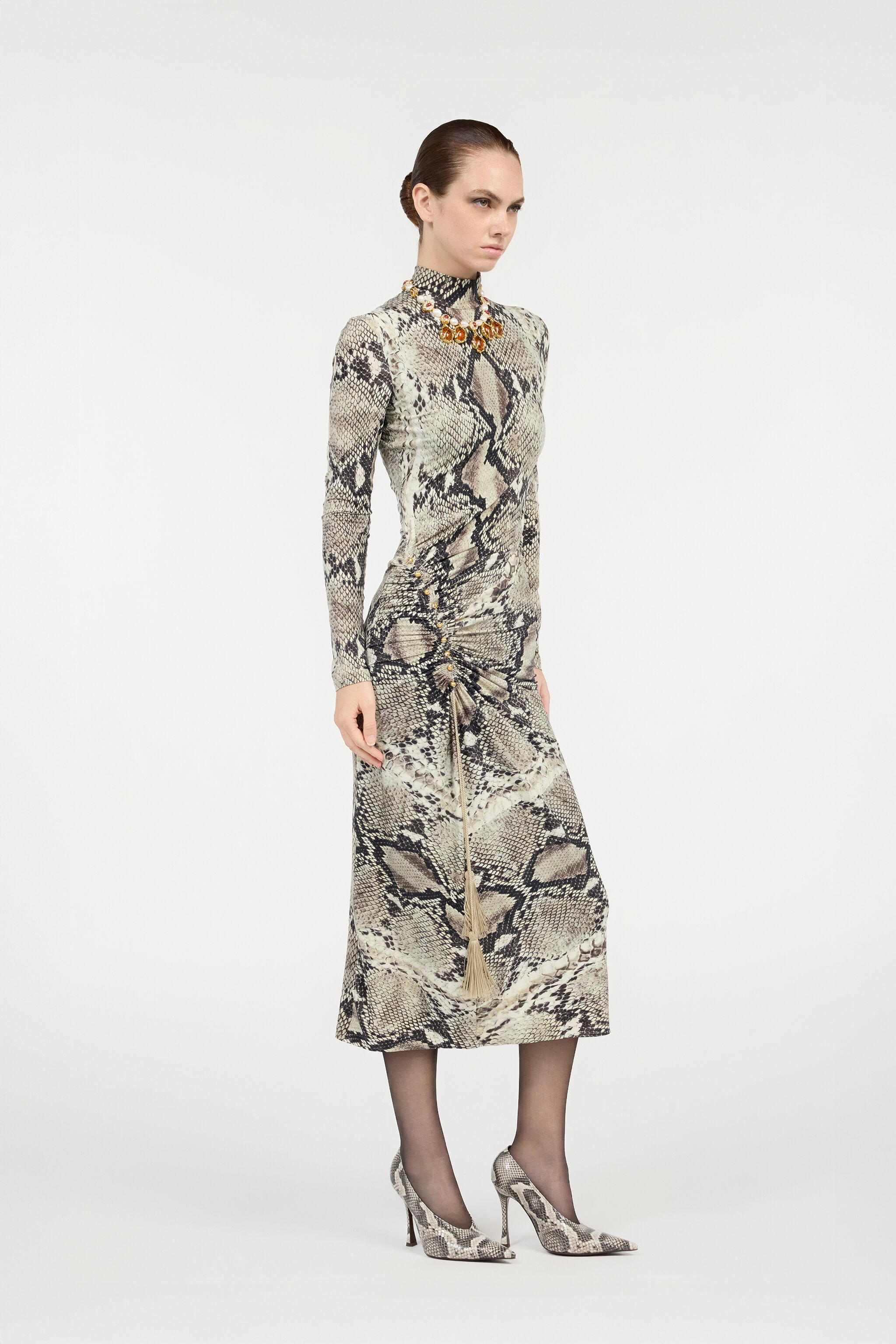 RC Midi Dress with Python Print Marrón claro VWT158-LNQ75