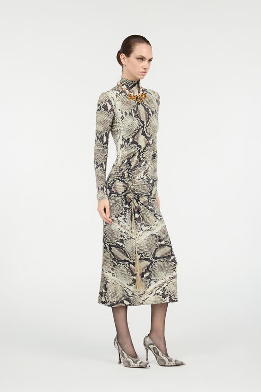 RC Midi Dress with Python Print Marrón claro VWT158-LNQ75