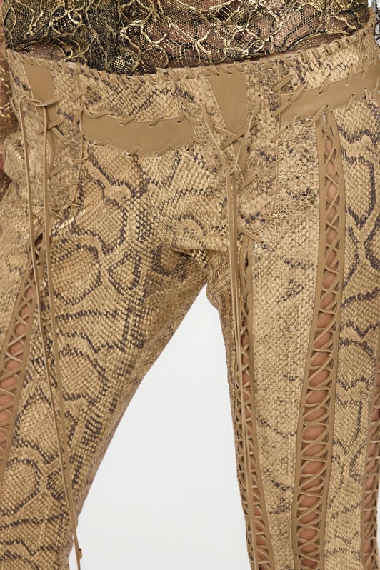RC Pantaloni Dorati In Pelle Con Stampa Python E Aperture GOLD WWP203-PN053