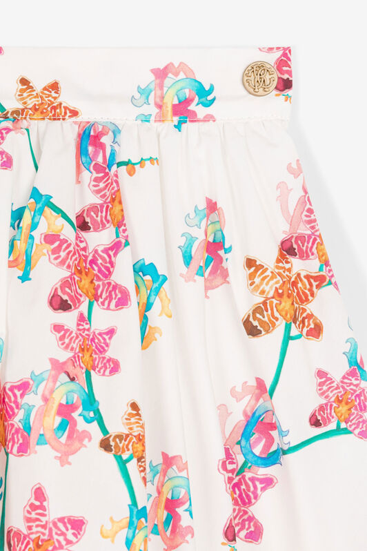 JU Gonna a fiori con ruches White QJT312-CIG29