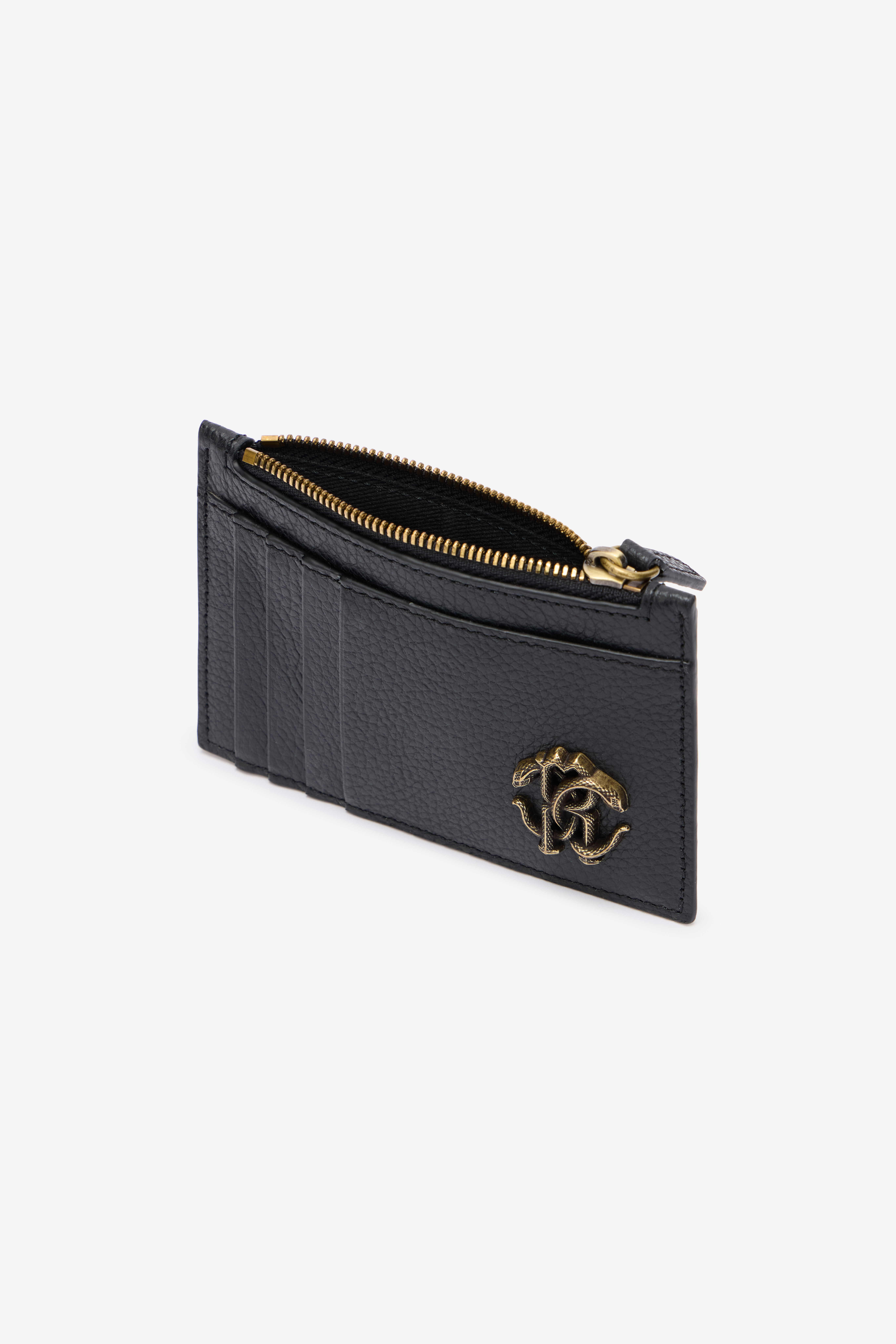 RC Black Card Holder with Mirror Snake Monogram BLACK QOA00E-PZO37