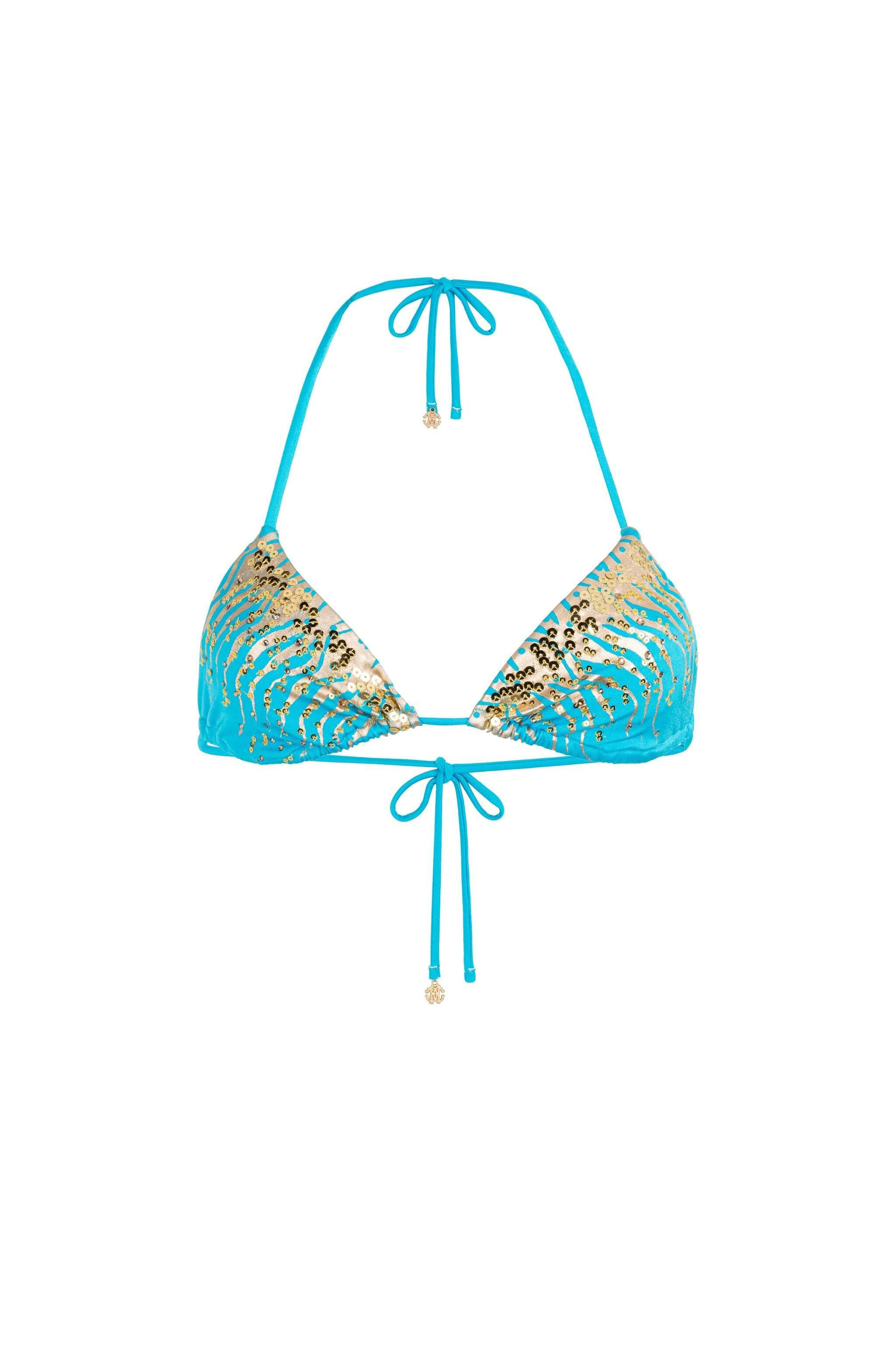 UG Sequin-Embellished Tiger Stripe Bikini Top ROYAL 174131 JYW15C-LL024