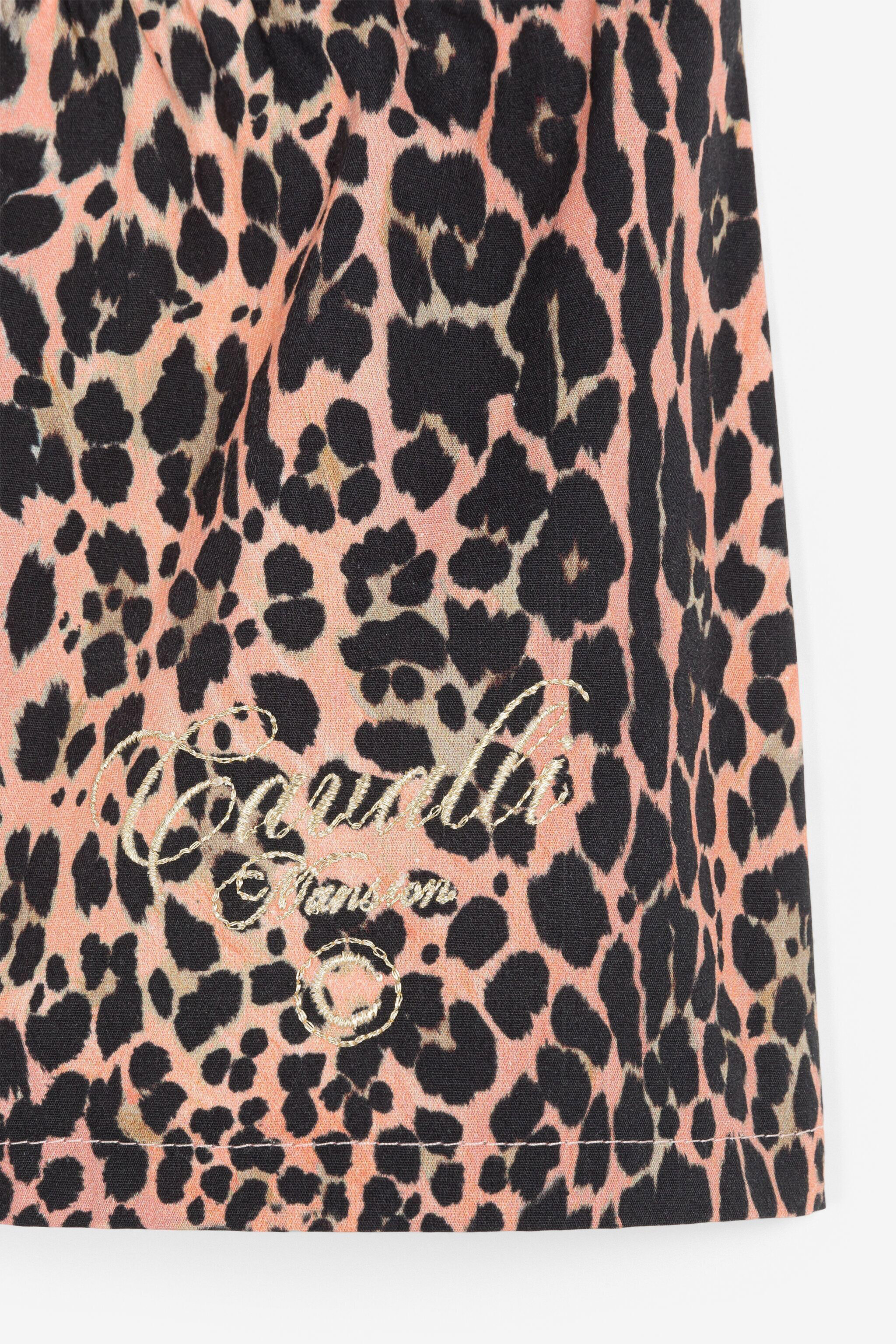 JU Logo-Embroidered Leopard-Print Shorts Pink OJT217-CO002