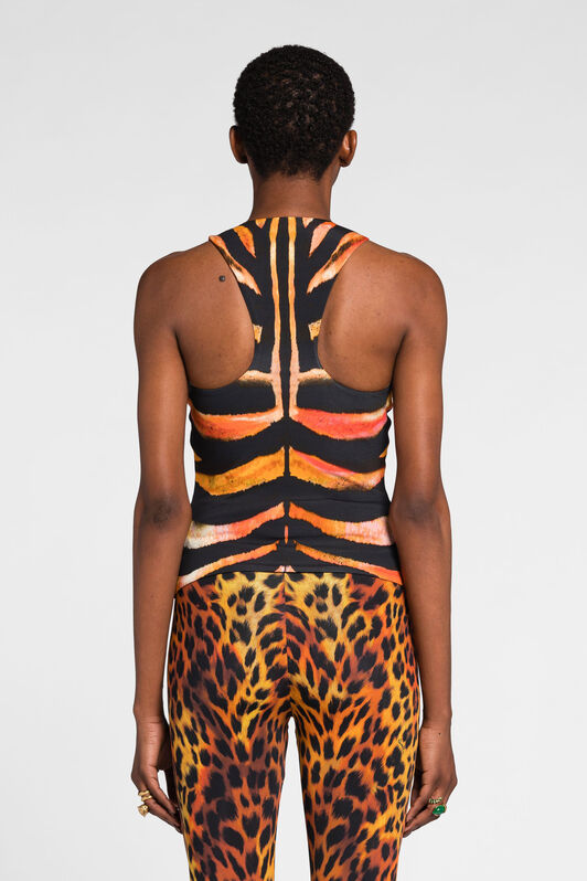 RC Zebra-Print Zip-Front Top ORANGE/MULTICOLOR OQT603-LND03