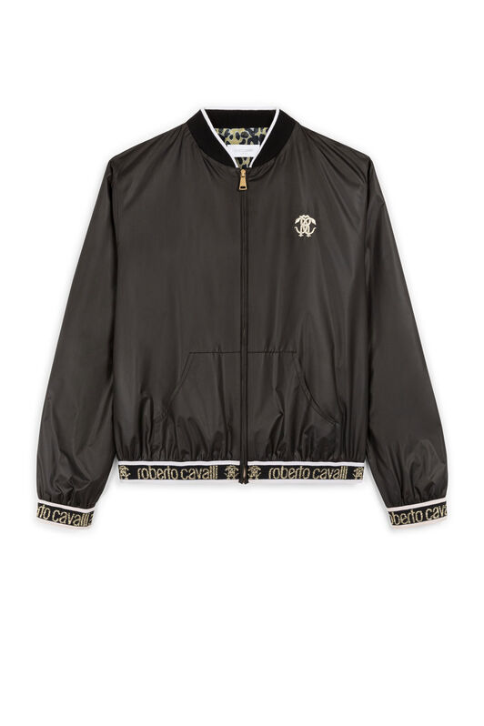 JU RC Monogram-Embroidered Bomber Jacket BLACK KJT400-SB081
