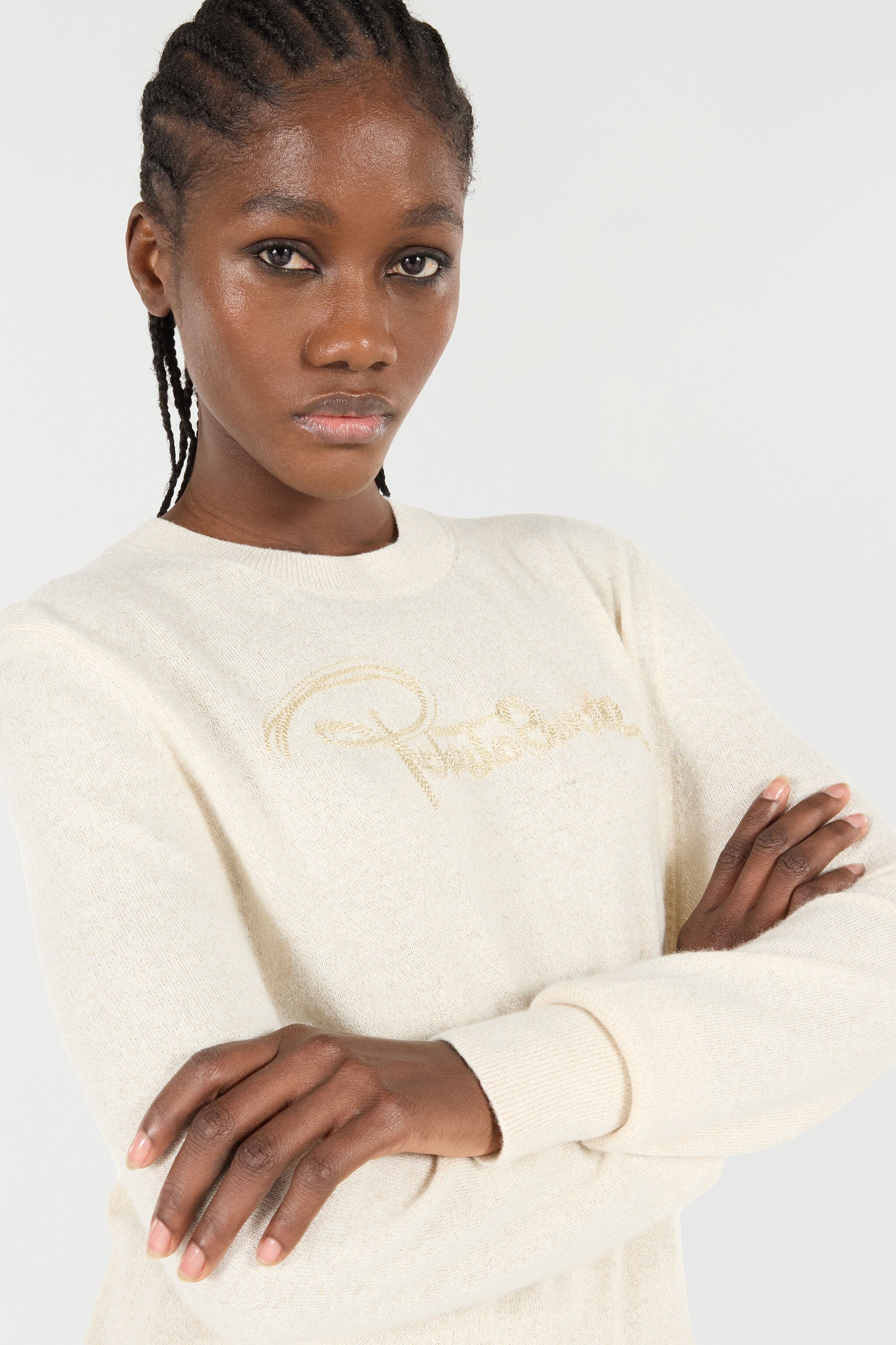 RC Sweater With Embroidered Logo Ivory UKM605-MI017