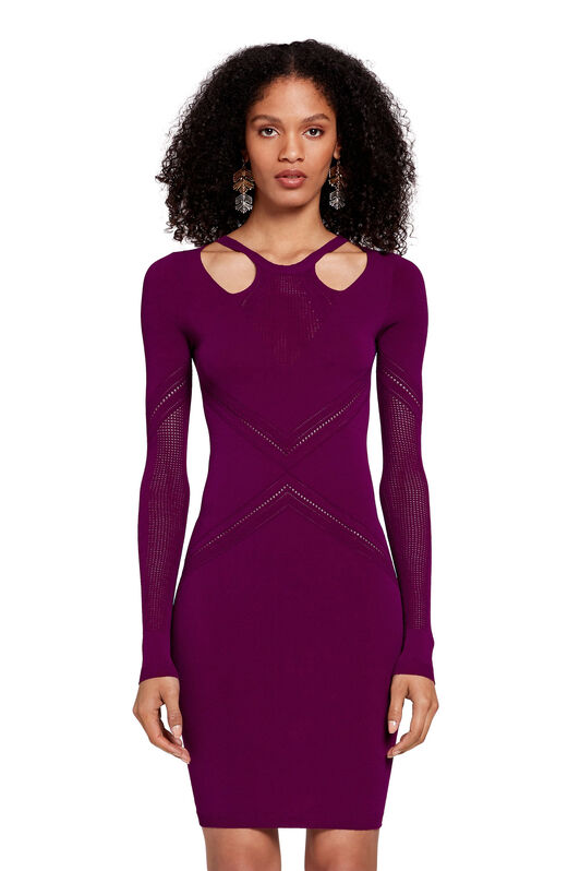 RC Cut out knitted mini dress Purple LQM100-MI001
