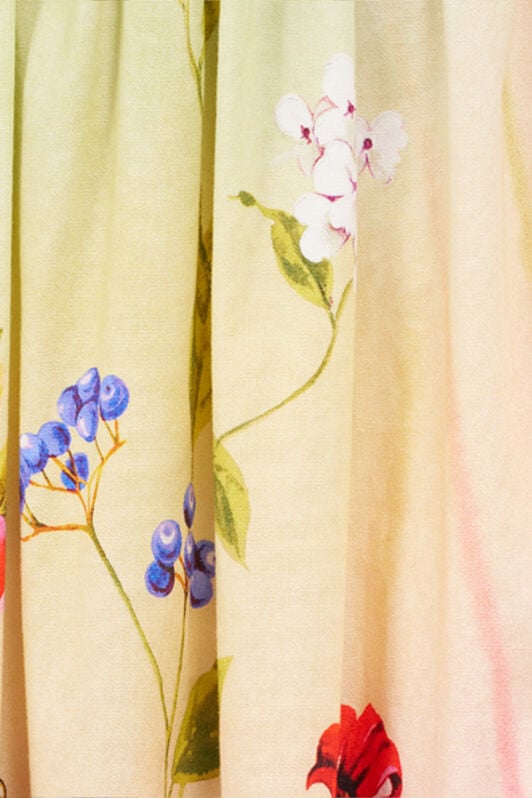 RC Midi Skirt with Miami Flowers Print GREEN/FUCHSIA WQT303-3AR32