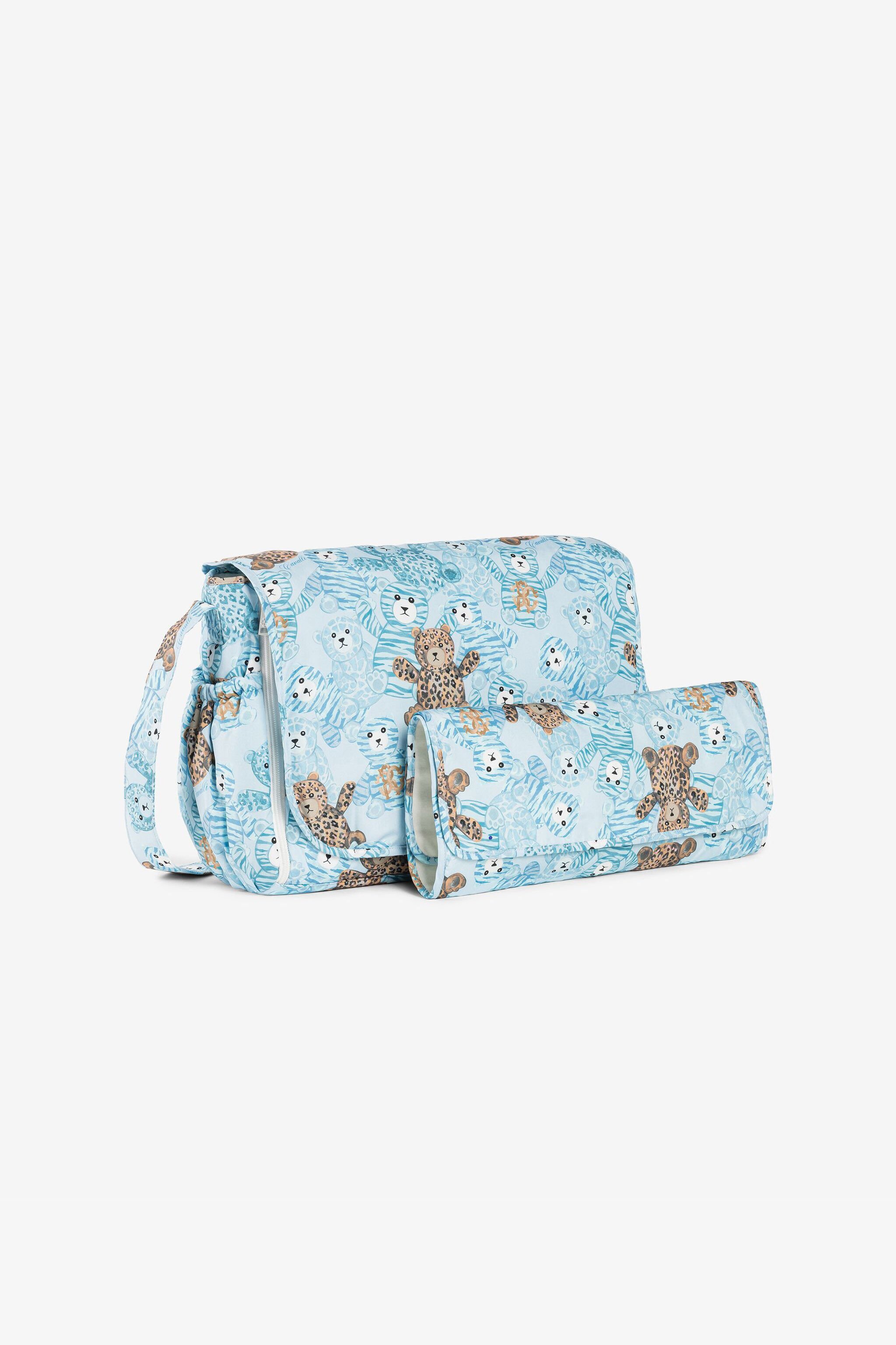 JU Borsa fasciatoio con stampa Teddy Bear Azzurro RJT816-5RG79