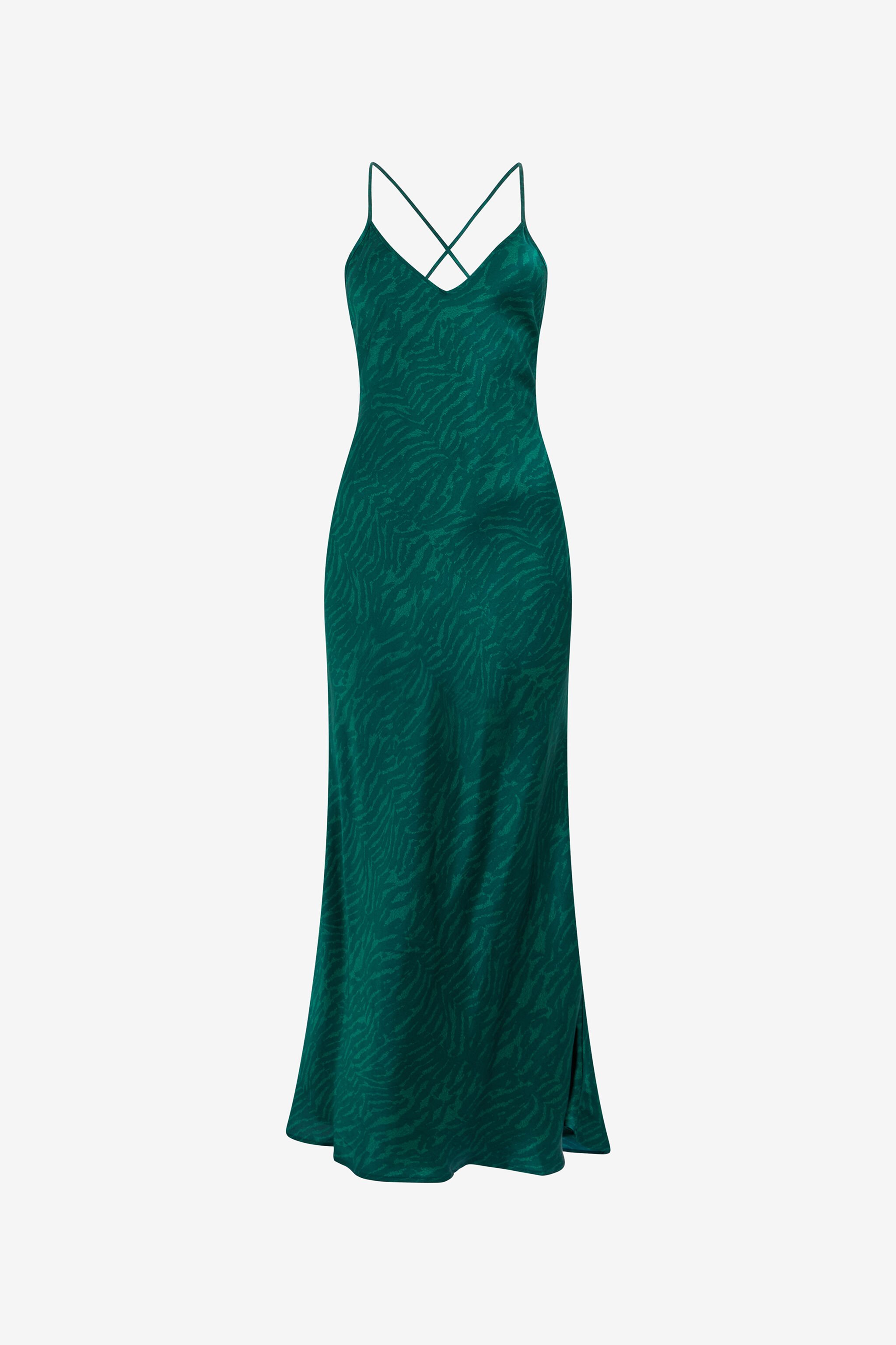 RC Zebra Print Silk Dress Teal GREEN MALACHITE POT10A-2NQ88